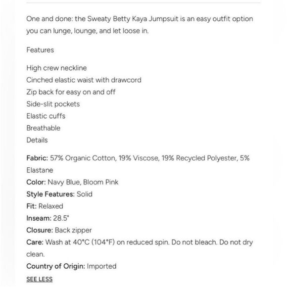 NWT SWEATY BETTY KAYA JUMPSUIT - Picture 9 of 9